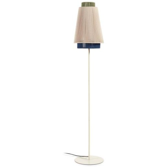 Kave Home - Lampadaire Yuvia en coton finition beige et bleue adaptateur UK