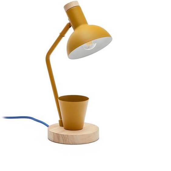 Kave Home - Lampe de bureau Katia en bois et mÃ©tal moutarde