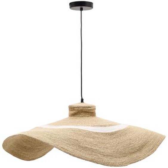 Kave Home - Lampe de plafond Albenya en fibres naturelles et coton, finition naturelle et blanche Ã˜ 90