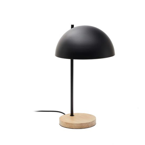 Kave Home - Lampe de table Catlar en bois de frÃªne et mÃ©tal avec finition noire