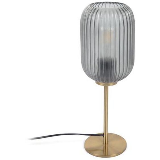 Kave Home - Lampe de table Hestia en mÃ©tal finition laiton et verre gris
