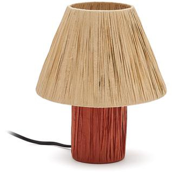 Kave Home - Lampe de table Pulmi en raphia naturel et terracotta adaptateur UK