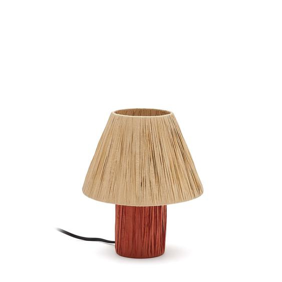 Kave Home - Lampe de table Pulmi en raphia naturel et terracotta