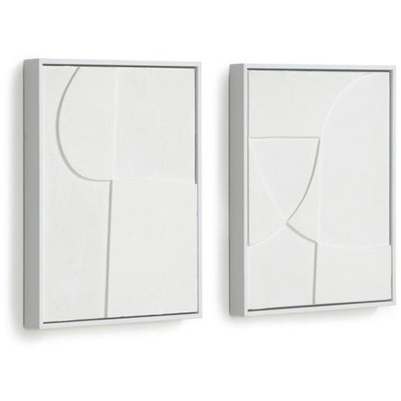 Kave Home - Lot Beija de 2 tableaux blanc 32 x 42 cm