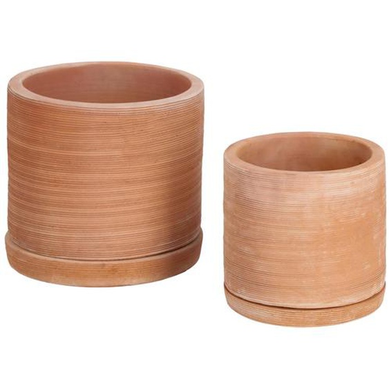 Kave Home - Lot de 2 pots avec soucoupe en terre cuite Karlina Ø 33 cm / Ø 24 cm