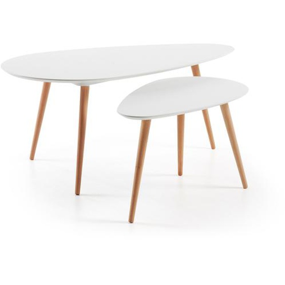 Kave Home - Lot de 2 tables dappoint ovales Kirb blanc
