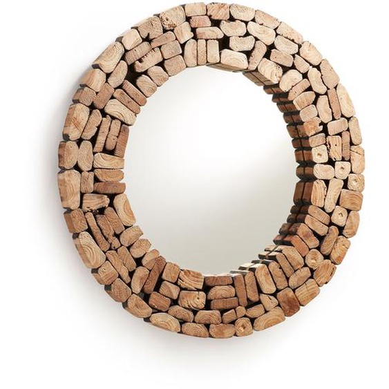 Kave Home - Miroir Eliptic en bois de teck massif Ø 80 cm