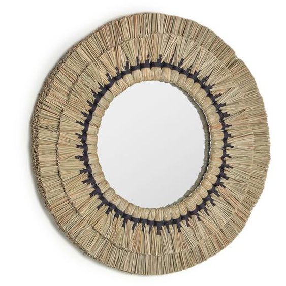 Kave Home - Miroir rond Akila fibres naturelles beige et corde coton noir  Ø 60 cm