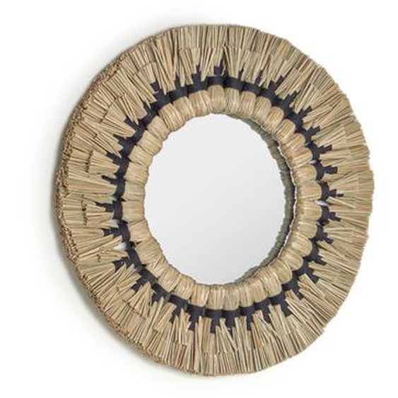Kave Home - Miroir rond Akila fibres naturelles vert et corde coton noir  Ø 40 cm
