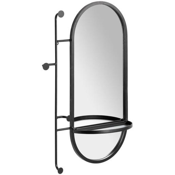 Kave Home - Miroir avec porte-manteaux Zada en acier noir 52 x 82 cm