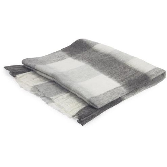 Kave Home - Plaid Catarina carreaux blanc et gris 125 x 150 cm