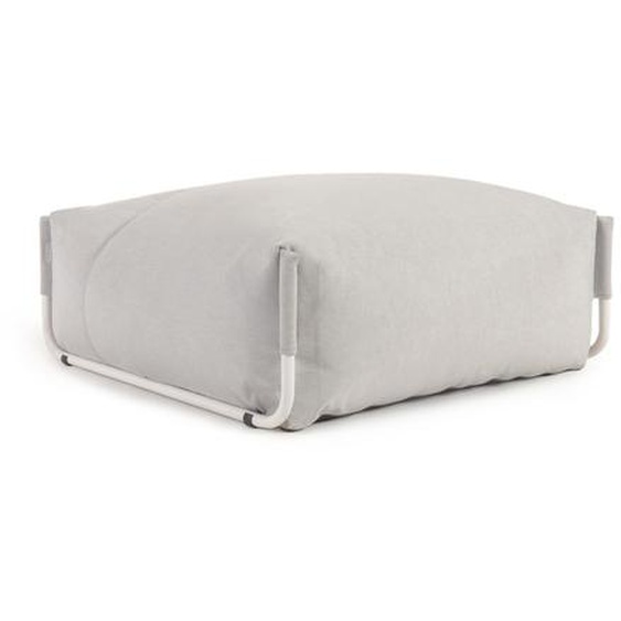 Kave Home - Pouf canapé modulaire Square 100 % extérieur gris clair et aluminium blanc 101 x 101 cm