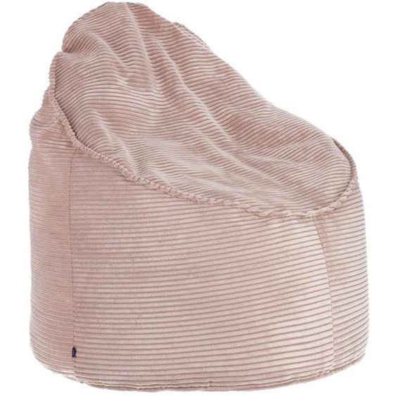 Kave Home - Pouf Wilma velours côtelé grosses côtes rose Ø 80 cm