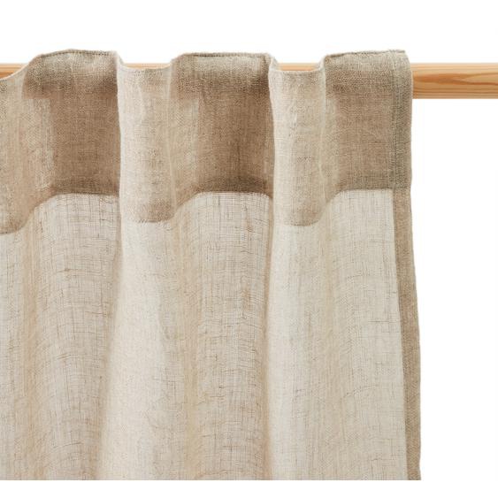 Kave Home - Rideau Melba 100% lin à rayures naturel et gris  140 x 270 cm