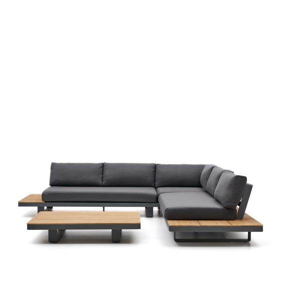 Kave Home - Set Tosqueta canapé d’angle 5 places et table en aluminium et bois de teck certifié FSC 10