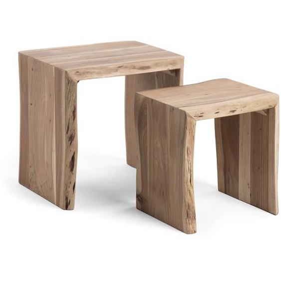 Kave Home - Ensemble 2 tables dappoint gigognes Zuleika bois massif acacia 50 x 42 cm et 42 x 34 cm