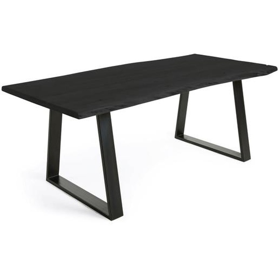 Kave Home - Table Alaia en bois dacacia massif noir et pieds en acier noir 180 x 90 cm