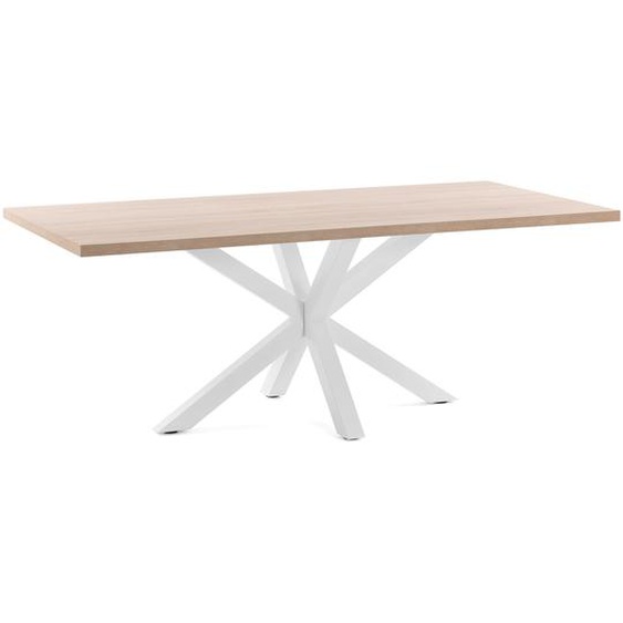 Kave Home - Table Argo 160 x 100 cm en mélamine couleur naturel et pieds en acier blanc