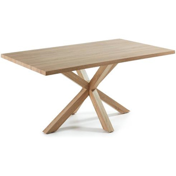 Kave Home - Table Argo en mélaminé finition naturelle et pieds en acier effet bois 180 x 100 cm