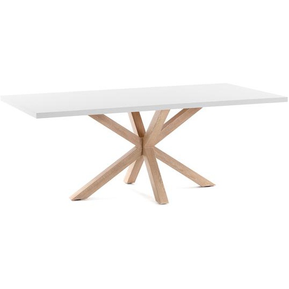 Kave Home - Table Argo en mÃ©laminÃ© finition blanche et pieds en acier effet bois 160 x 100 cm