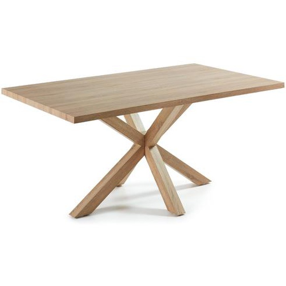 Kave Home - Table Argo en mÃ©laminÃ© finition naturelle et pieds en acier effet bois 180 x 100 cm