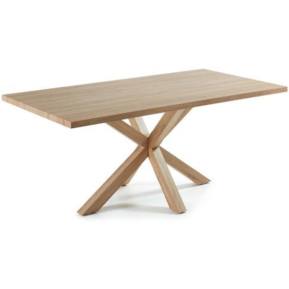 Kave Home - Table Argo en mÃ©laminÃ© finition naturelle et pieds en acier effet bois 200 x 100 cm