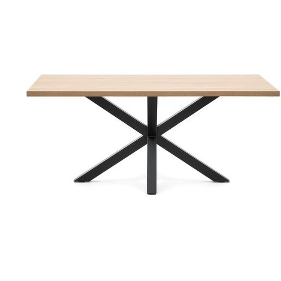 Kave Home - Table Argo en mÃ©laminÃ© finition naturelle et pieds en acier finition noire 180 x 100 cm