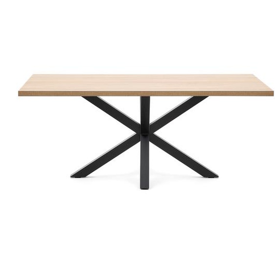 Kave Home - Table Argo en mÃ©laminÃ© finition naturelle et pieds en acier finition noire 200 x 100 cm