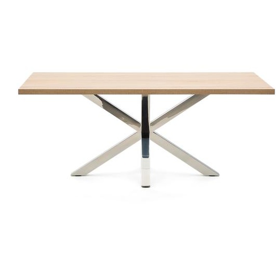 Kave Home - Table Argo en mÃ©laminÃ© finition naturelle et pieds en acier inoxydable 200 x 100 cm