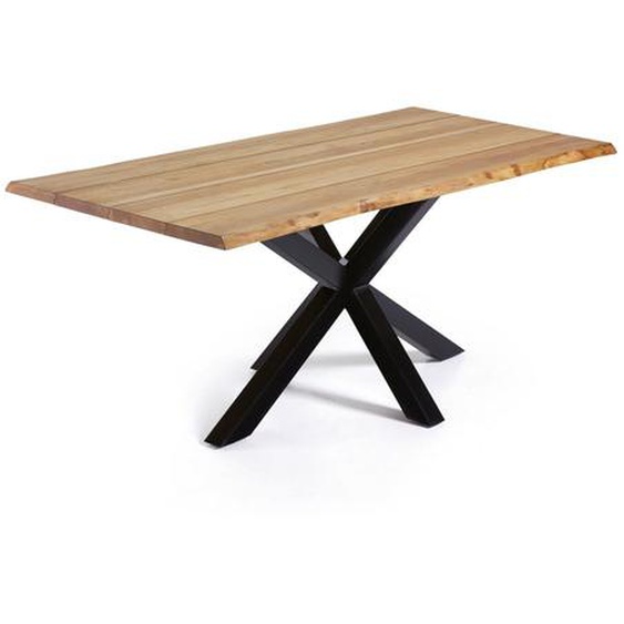 Kave Home - Table Argo placage de chêne finition naturelle et pieds acier finition noire 160 x 90 cm