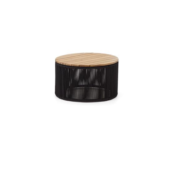 Kave Home - Table basse Dandara en acier, corde noire et bois acacia  Ã˜60 cm FSC 100%