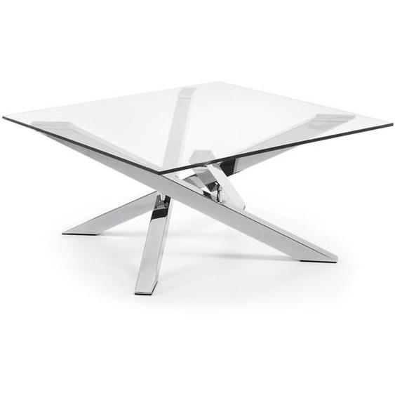 Kave Home - Table basse Kamido 90 x 90 cm plateau en verre et pieds en métal
