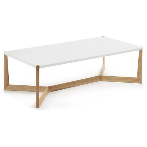 Kave Home - Table basse Quatro bois massif de frêne laqué blanc 120 x 60 cm