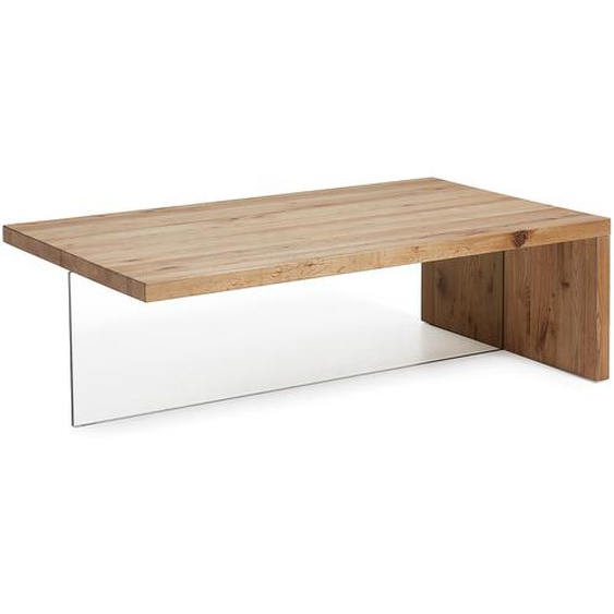 Kave Home - Table basse Tulsi en chêne massif et verre 120 x 70 cm