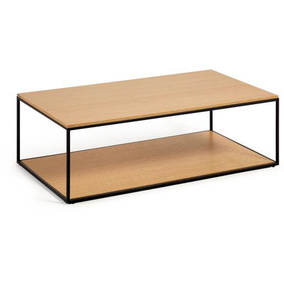 Kave Home - Table basse Yoana en placage de chêne et structure en métal noir 110 x 60 cm