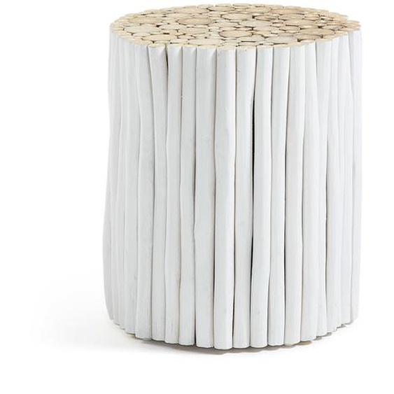 Kave Home - Table dappoint Filip en teck massif blanc Ã˜ 35 cm