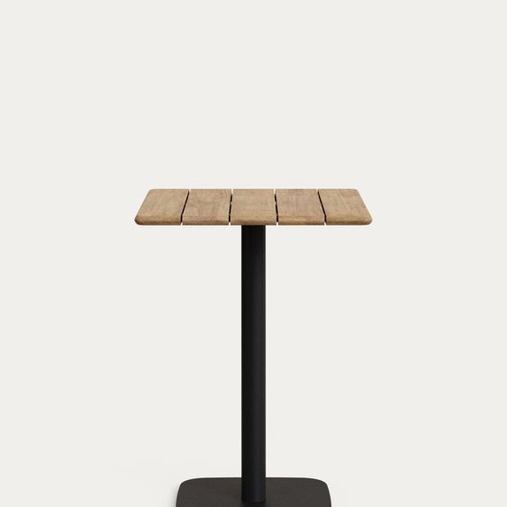 Kave Home - Table de bar carrée Dina en métal noir et plateau en acacia avec finition naturelle 96 x