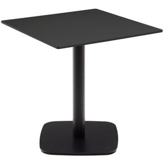 Kave Home - Table dextérieur Dina noire avec pied en métal et finition peinte noire 68 x 68 x 70 cm