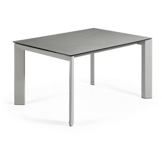 Kave Home - Table extensible Axis grÃ¨s cÃ©rame finition Hydra Plomo et pieds en acier gris 140(200)cm