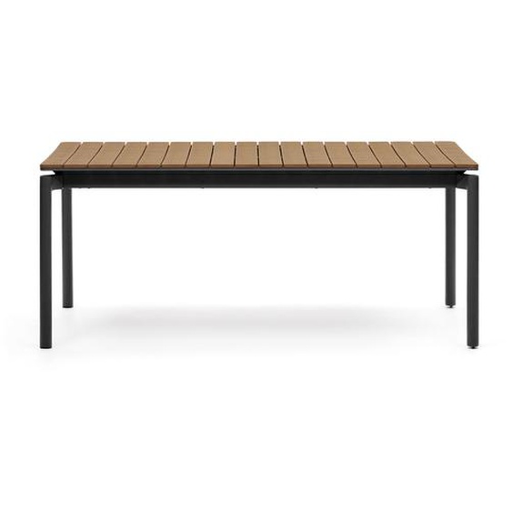 Kave Home - Table extensible de jardin Canyelles en bois dÅ“uvre en plastique et aluminium noir mat 18