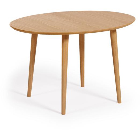 Kave Home - Table extensible Oqui ovale placage de chêne et pieds en bois massif Ø 120 (200) x 90 cm