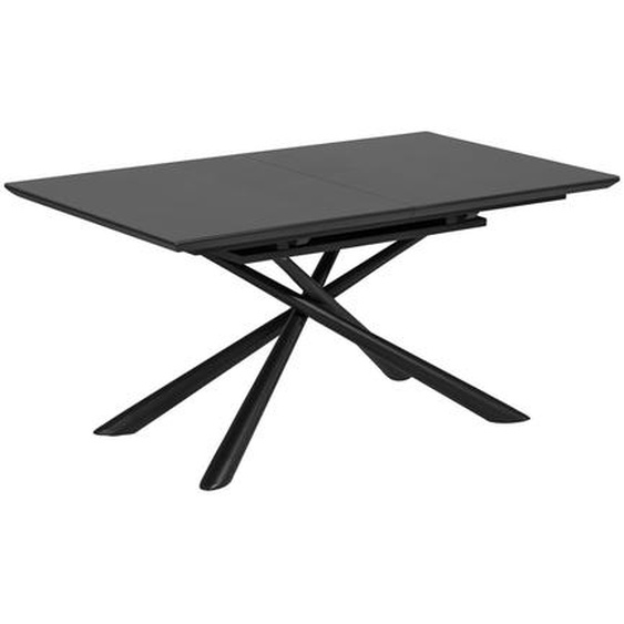 Kave Home - Table extensible Theone en verre et pieds en acier finition noire 160 (210) x 90 cm