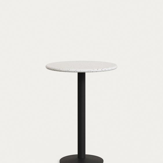 Kave Home - Table haute de bar ronde Esilda en métal peint en noir avec dessus en terrazzo blanc 96 x
