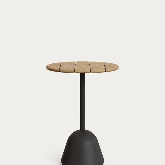 Kave Home - Table haute de bar Saura en acier noir et plateau en acacia avec finition naturelle 95 x Ø
