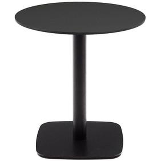 Kave Home - Table ronde dextérieur Dina negro avec pied en métal et finition peinte noire  Ø 68x70 cm