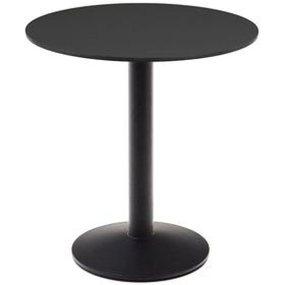 Kave Home - Table ronde dextérieur noire avec pied en métal et finition peinte noire Ø 70 x 70 cm