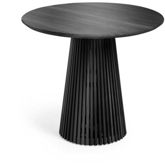 Kave Home - Table ronde Jeanette en bois massif de Mindy noir Ø 90 cm