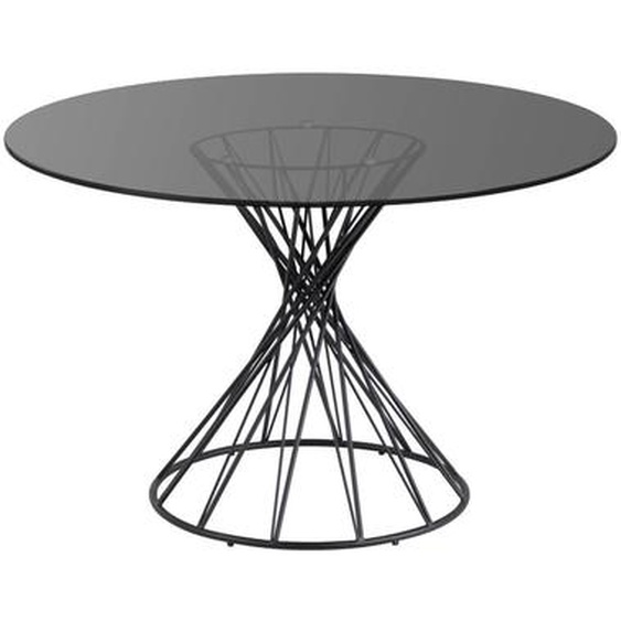 Kave Home - Table ronde Niut en verre et pieds en acier finition noire Ã˜ 120 cm