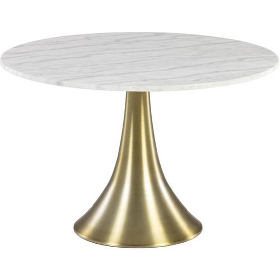 Kave Home - Table ronde Oria en marbre blanc et pieds en acier dorÃ© Ã˜ 120 cm