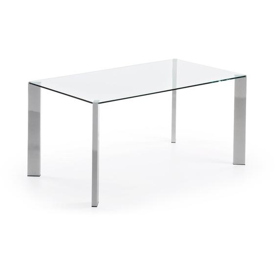 Kave Home - Table Spot en verre et pieds en acier finition chromée 162 x 92 cm